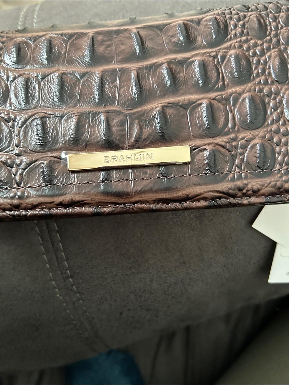 Brahmin Chocolate Croc-Embossed Wallet with Gold Plaque - Picture 7 of 7